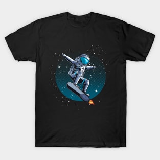 Astronaut skateboarding in space T-Shirt